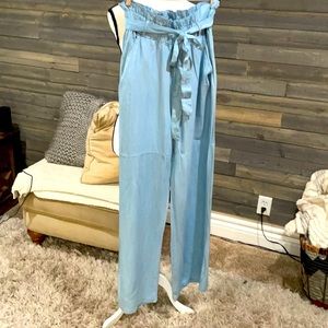 Wide leg chambray pants